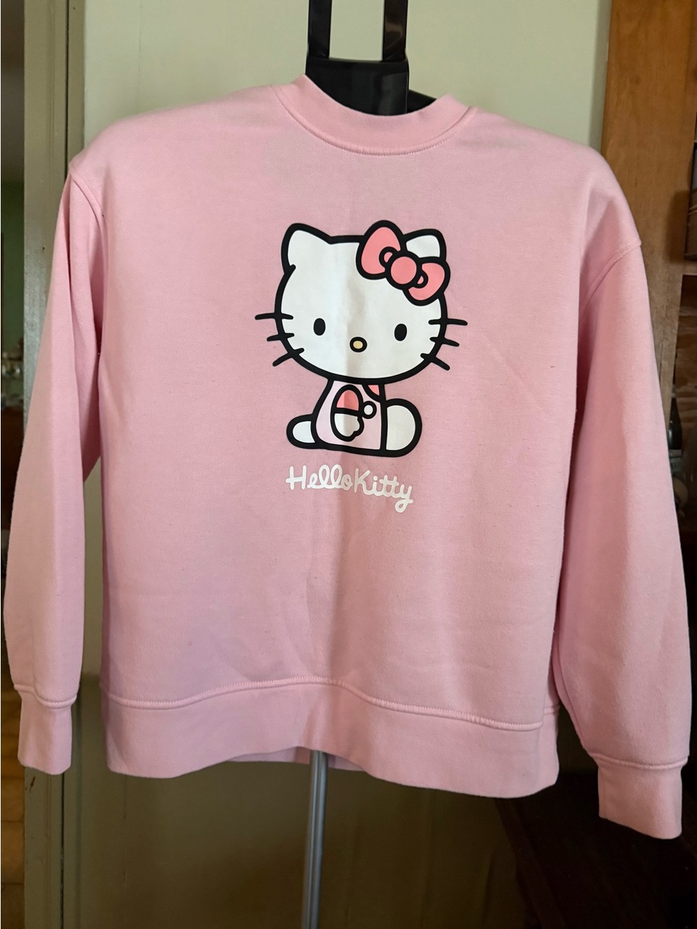Hello Kitty Pink Crewneck Sweatshirt with Character Graphic